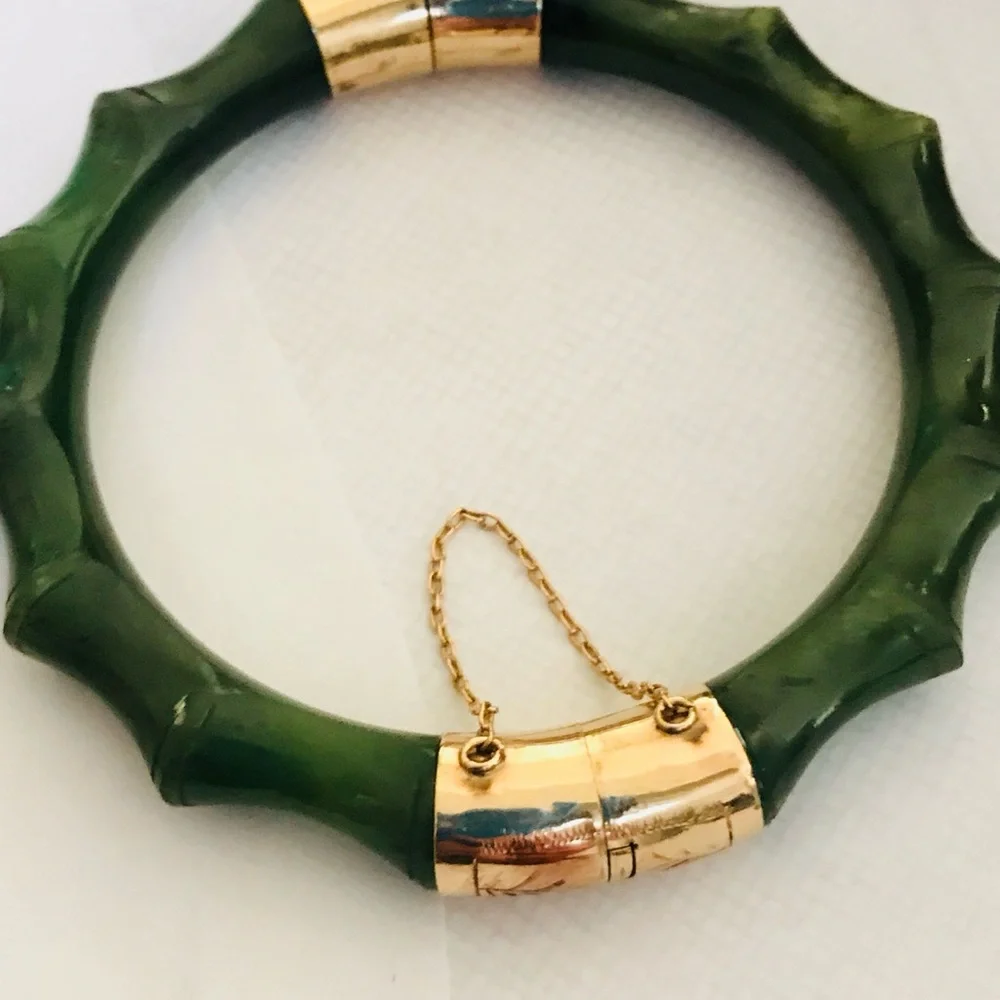 Bundle 3 jade 14k gold natural genuine jade state sale - Picture 8 of 9